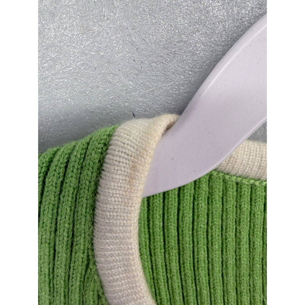 Brooklyn Karma Womens Tank Top Green Ribbed Knit Curved Hem Cashmere Blend M - Picture 5 of 5
